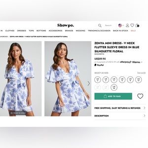 Blue & White Tie Mini Dress